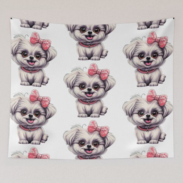 Item preview, Adorable dog. Small dog. Color: white, pink, red, gray designed and sold by MagelliShop.