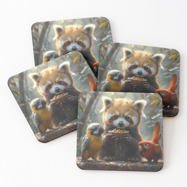 Item preview, Red Panda Feeding Parrots designed and sold by Evanssdas.