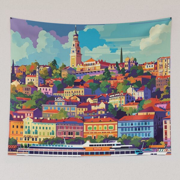 Artikelvorschau, A Pop Art Travel Print of Belgrade - Serbia entworfen und verkauft von StudioRedKoala.