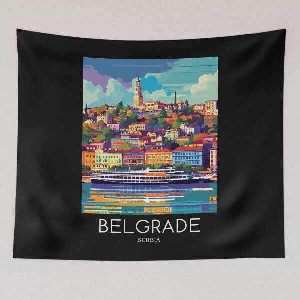 Artikelvorschau, A Pop Art Travel Print of Belgrade - Serbia entworfen und verkauft von StudioRedKoala.