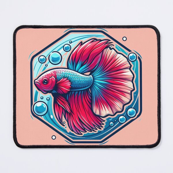 Item preview, Red Betta Cartoon Illustration Style betta Blue Fighting Fish designed and sold by CoffeeIsATrip.