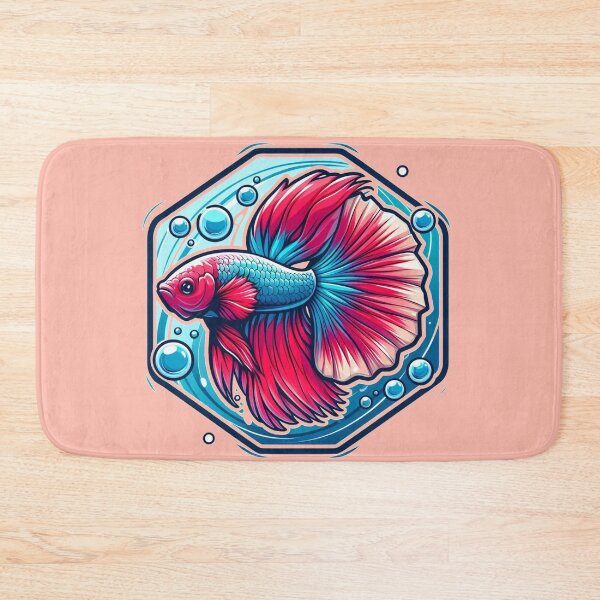 Item preview, Red Betta Cartoon Illustration Style betta Blue Fighting Fish designed and sold by CoffeeIsATrip.