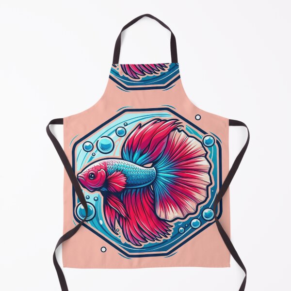 Item preview, Red Betta Cartoon Illustration Style betta Blue Fighting Fish designed and sold by CoffeeIsATrip.