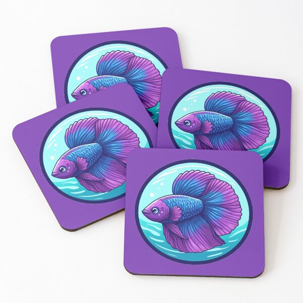 Item preview, Blue Betta Cartoon Illustration Style betta Purple Fighting Fish designed and sold by CoffeeIsATrip.