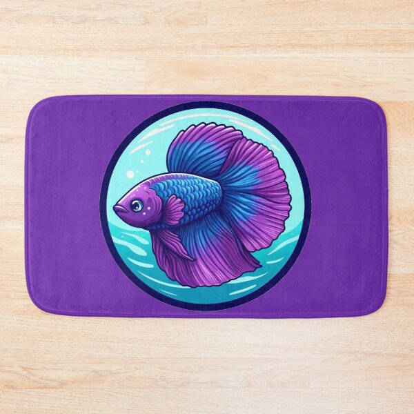 Item preview, Blue Betta Cartoon Illustration Style betta Purple Fighting Fish designed and sold by CoffeeIsATrip.