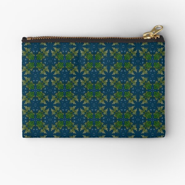 Fancy fish with bubbles dark blue Zipper Pouch
