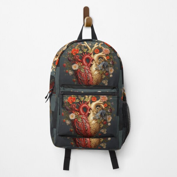 Item preview, Realistic Anatomical Heart Red and Gold with Flowers designed and sold by AgathaZolastore.