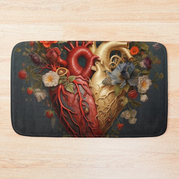 Item preview, Realistic Anatomical Heart Red and Gold with Flowers designed and sold by AgathaZolastore.
