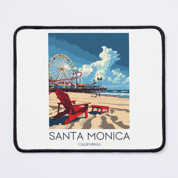 Item preview, A Pop Art Travel Print of Santa Monica - California - US designed and sold by StudioRedKoala.