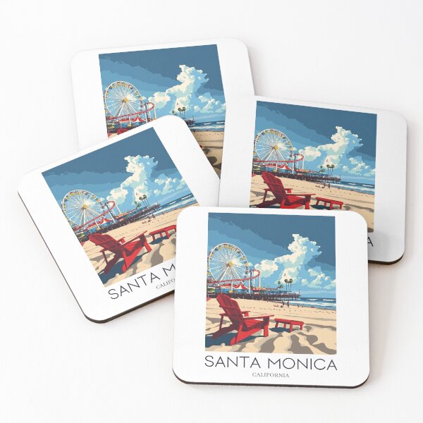 Item preview, A Pop Art Travel Print of Santa Monica - California - US designed and sold by StudioRedKoala.