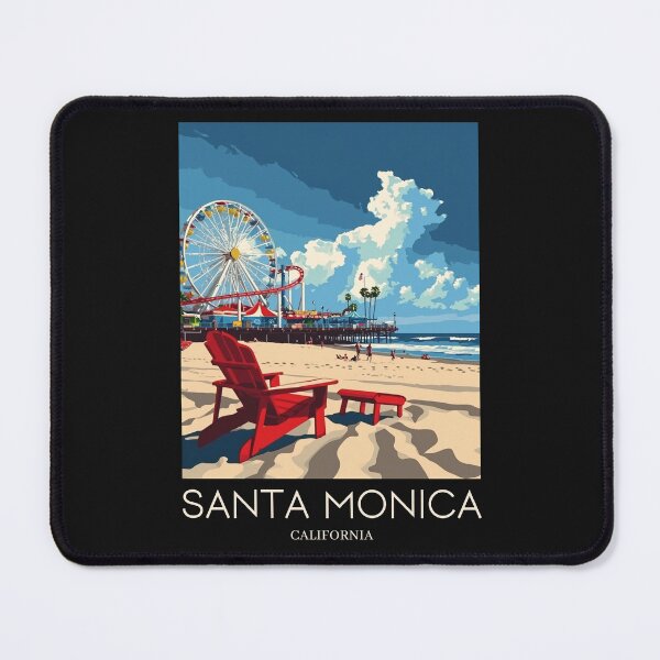 Item preview, A Pop Art Travel Print of Santa Monica - California - US designed and sold by StudioRedKoala.