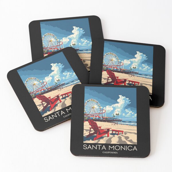 Item preview, A Pop Art Travel Print of Santa Monica - California - US designed and sold by StudioRedKoala.