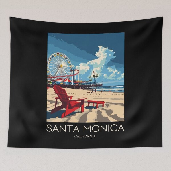 Item preview, A Pop Art Travel Print of Santa Monica - California - US designed and sold by StudioRedKoala.