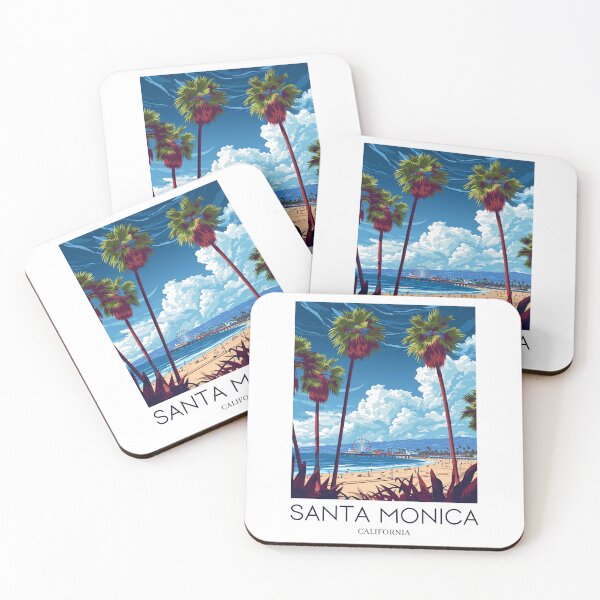 Item preview, A Pop Art Travel Print of Santa Monica - California - US designed and sold by StudioRedKoala.