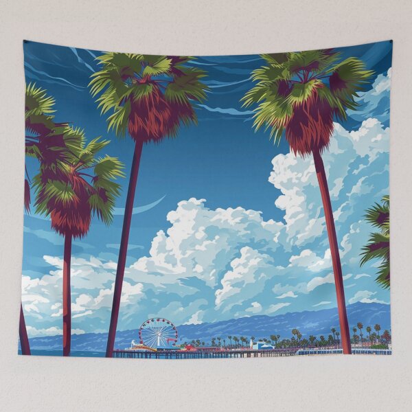Item preview, A Pop Art Travel Print of Santa Monica - California - US designed and sold by StudioRedKoala.
