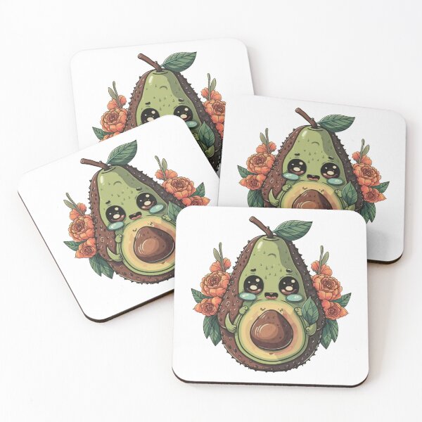 Item preview, Kawaii Avocado With Flowers designed and sold by PrimeInk.