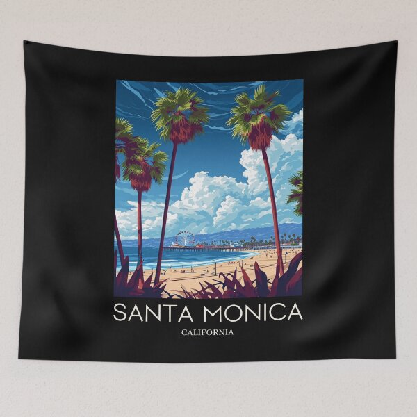 Item preview, A Pop Art Travel Print of Santa Monica - California - US designed and sold by StudioRedKoala.