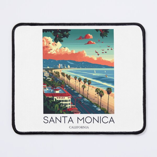Item preview, A Pop Art Travel Print of Santa Monica - California - US designed and sold by StudioRedKoala.