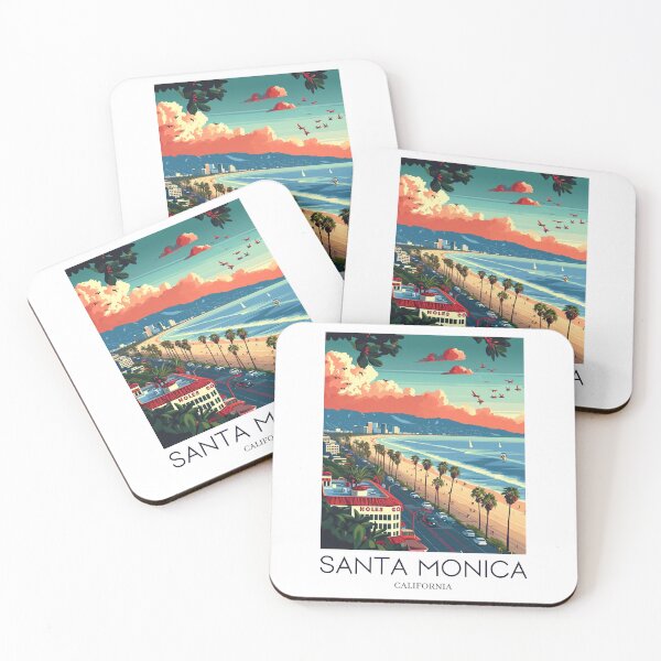 Item preview, A Pop Art Travel Print of Santa Monica - California - US designed and sold by StudioRedKoala.