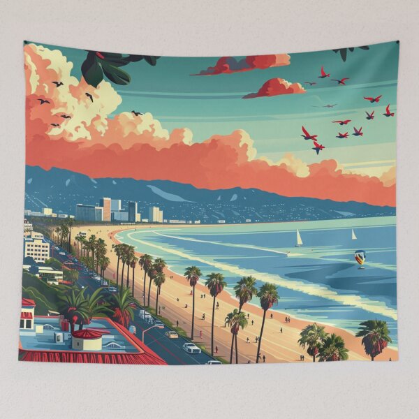 Item preview, A Pop Art Travel Print of Santa Monica - California - US designed and sold by StudioRedKoala.
