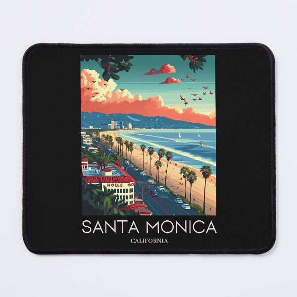 Item preview, A Pop Art Travel Print of Santa Monica - California - US designed and sold by StudioRedKoala.