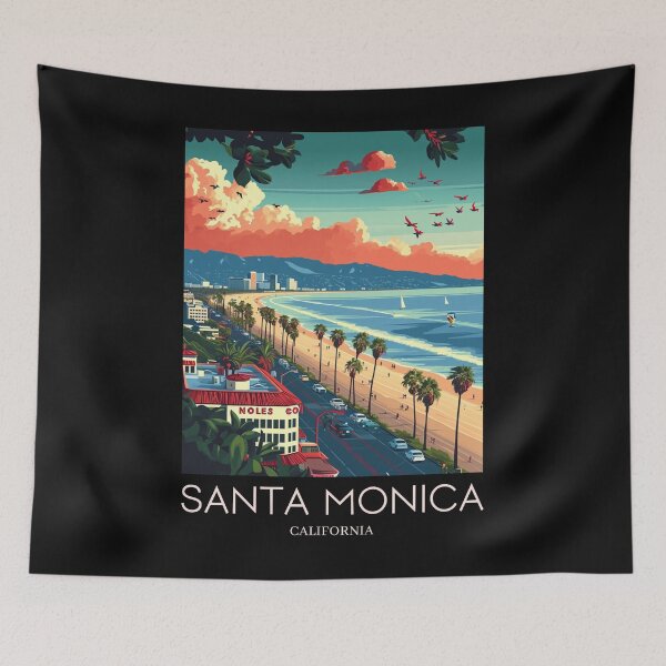 Item preview, A Pop Art Travel Print of Santa Monica - California - US designed and sold by StudioRedKoala.