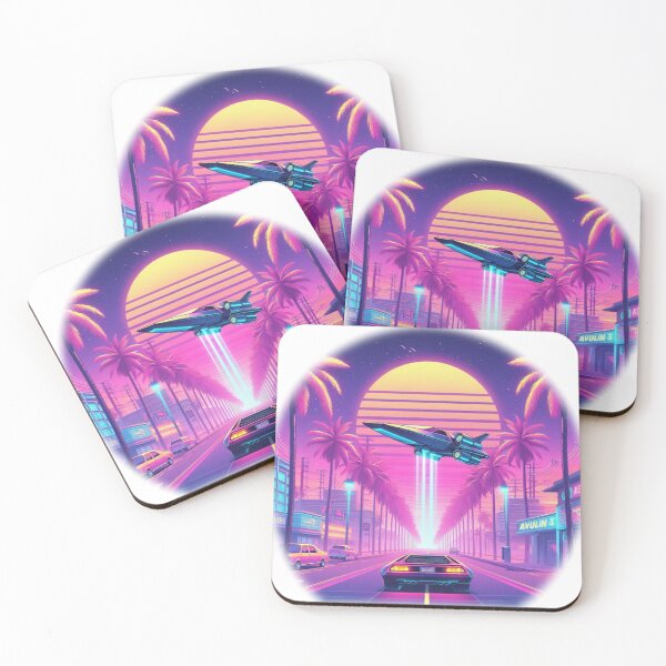 Item preview, Vaporwave 80s Sci-Fi Retro Street Palm Trees City designed and sold by Mahilis.