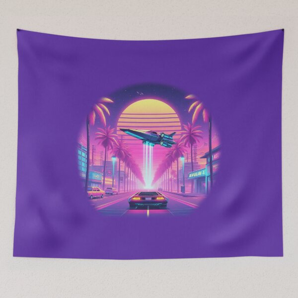Item preview, Vaporwave 80s Sci-Fi Retro Street Palm Trees City designed and sold by Mahilis.