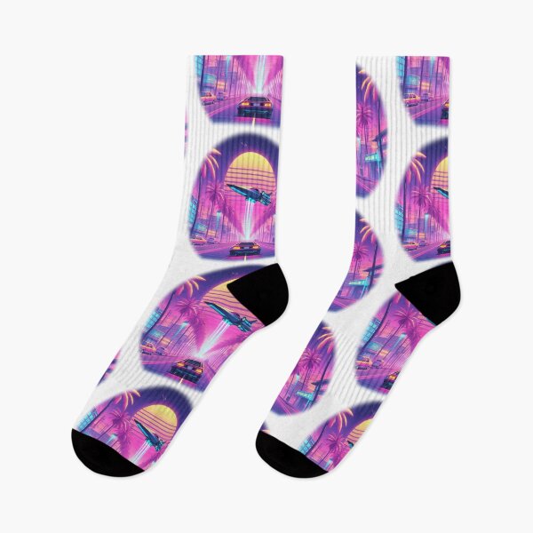 Item preview, Vaporwave 80s Sci-Fi Retro Street Palm Trees City designed and sold by Mahilis.
