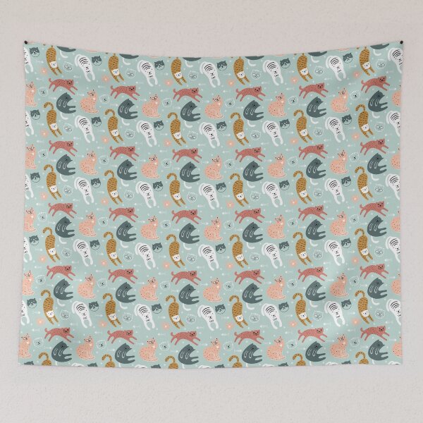 Item preview, cute graphics colorful cute cats Warm design for everyone. designed and sold by isaartboho.