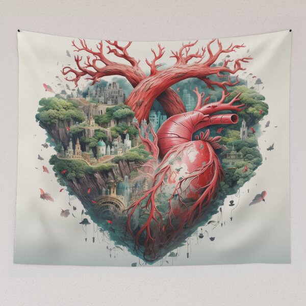 Item preview, Realistic Anatomical Heart with Romantic Ruins of an Ancient City designed and sold by AgathaZolastore.