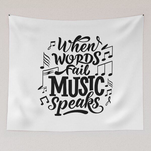 Item preview, When Words Fail Music Speaks Music Black And White designed and sold by PMCreative.