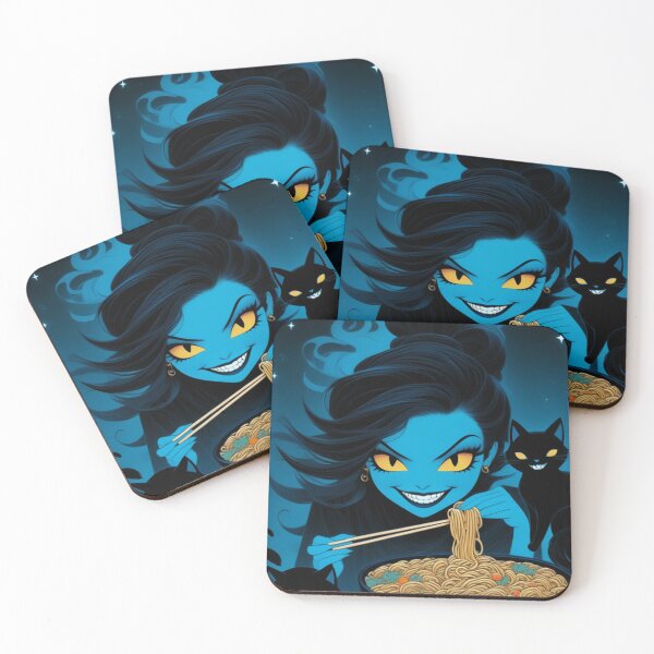 Item preview, Witch and Black Cats Eating Ramen designed and sold by TheDarkWardrobe.