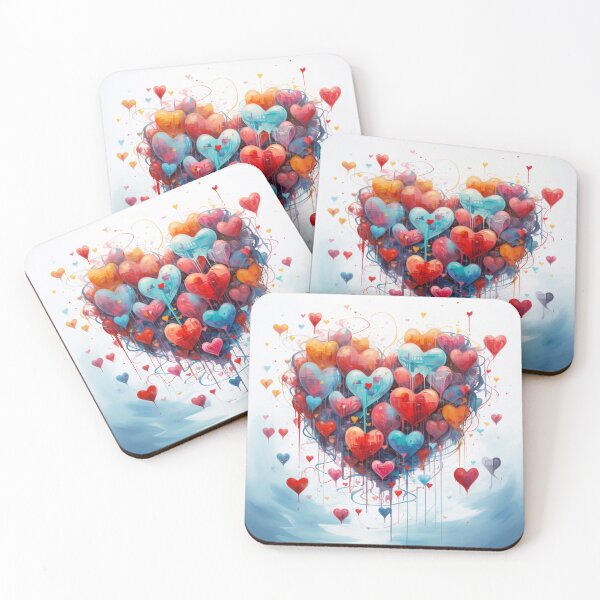 Item preview, Colourful Hearts Gathered in Shape of Large Heart designed and sold by AgathaZolastore.