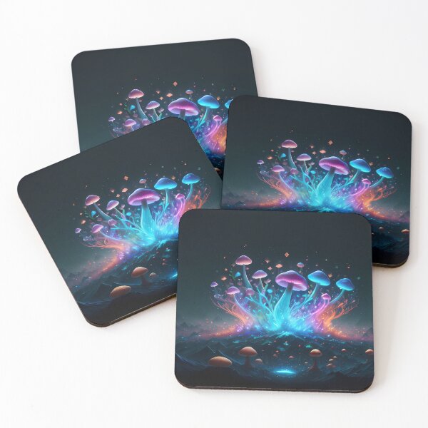 Item preview, Luminescent Void: Bioluminescent Mushrooms on a Dark Barren Planet designed and sold by ZipperDragon88.