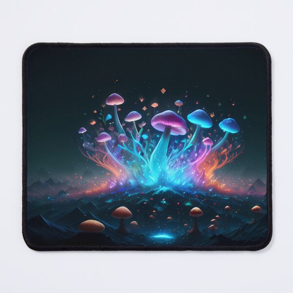 Item preview, Luminescent Void: Bioluminescent Mushrooms on a Dark Barren Planet designed and sold by ZipperDragon88.