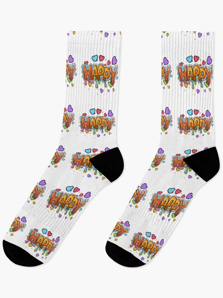 Thumbnail 1 of 5, Socks, Happy designed and sold by ArtCraftLab.