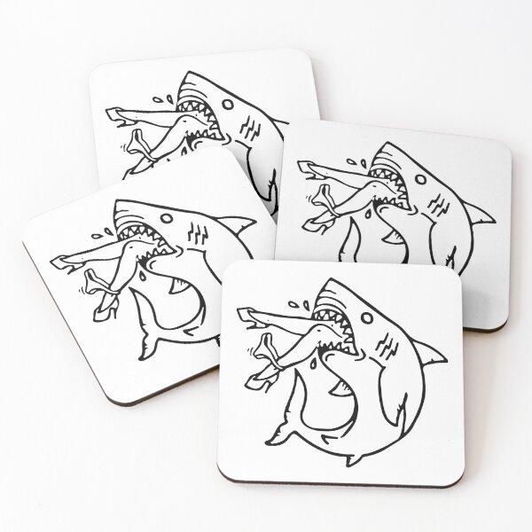 Item preview, Killer shark black ink tattoo designed and sold by InkStation24.