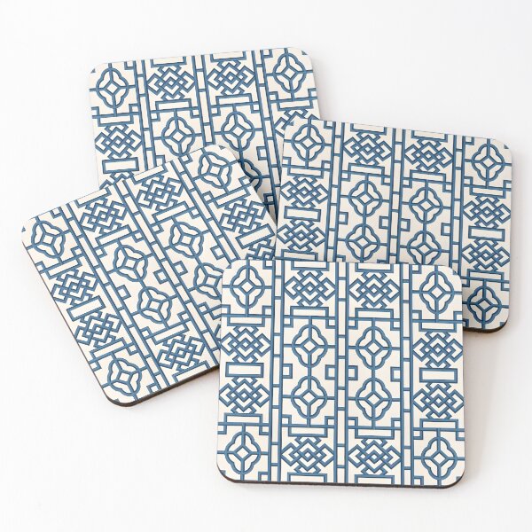 Artikelvorschau, Preppy Chinoiserie-Gitter in Marineblau und Weiß entworfen und verkauft von SophieClimaArt.