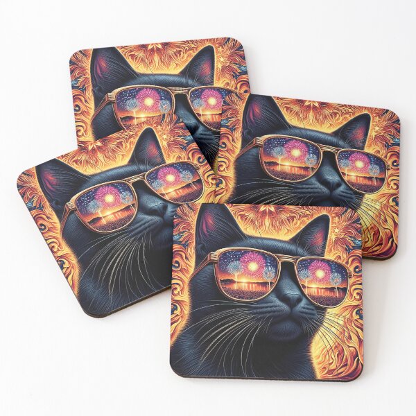 Item preview, Fireworks Cat designed and sold by Kallak-AI-Art.