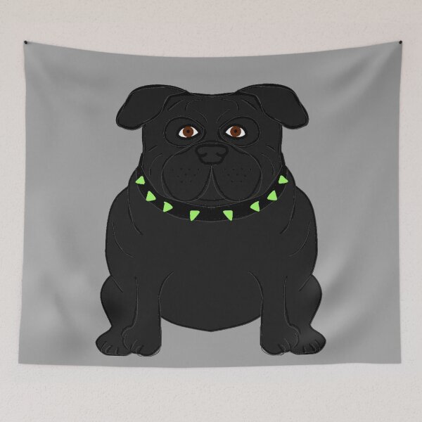 Item preview, BLACK PUG WITH SPIKED COLLAR designed and sold by PaintDesigns.