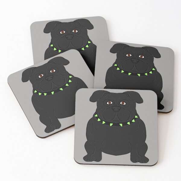Item preview, BLACK PUG WITH SPIKED COLLAR designed and sold by PaintDesigns.