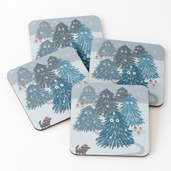 Item preview, Snowy winter pine tree forest designed and sold by minchdoodles.