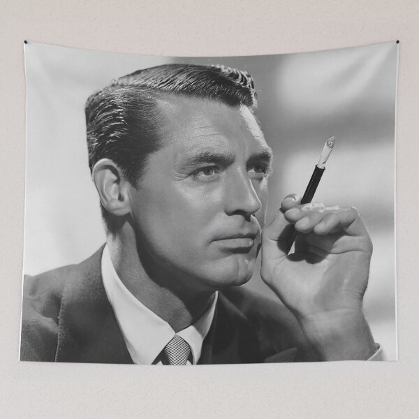 Item preview, Cary Grant Smoking Cigarette, Black and White Vintage Photo designed and sold by modernretro.