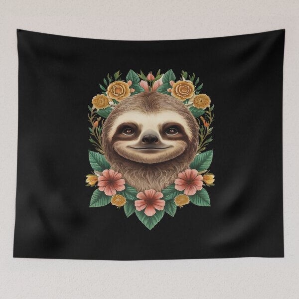Item preview, Cute Sloth Surrounded by Beautiful Flowers designed and sold by FurNation.