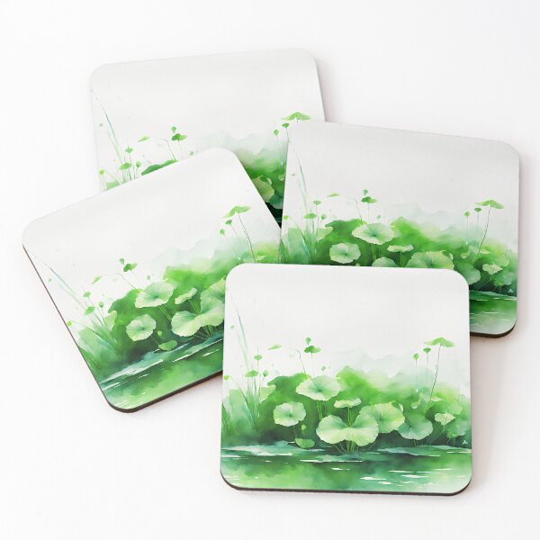 Item preview, green aquatic plants impressionism watercolor for ipad wallpaper or decorative art designed and sold by boyangyang.