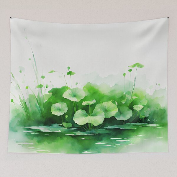 Item preview, green aquatic plants impressionism watercolor for ipad wallpaper or decorative art designed and sold by boyangyang.