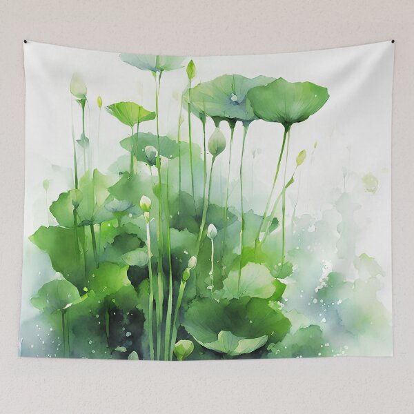 Item preview, green aquatic plants impressionism watercolor for iphone wallpaper or decorative art designed and sold by boyangyang.