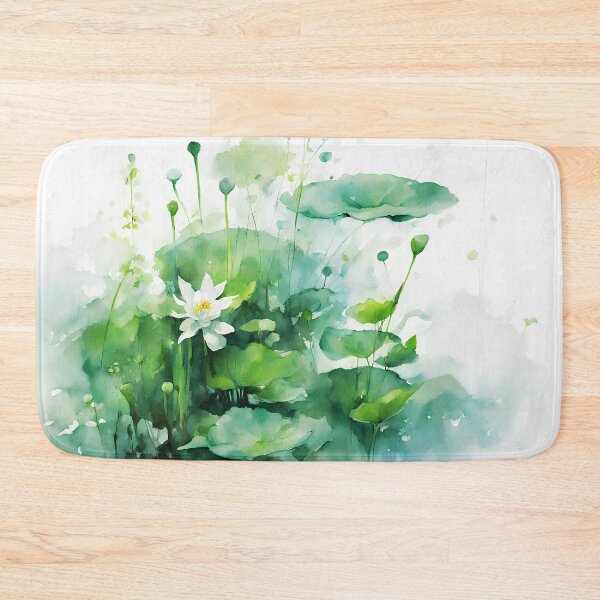 Artikelvorschau, Grüne Wasserpflanzen und Seerosen-Impressionismus-Aquarell für Tapeten oder dekorative Kunst entworfen und verkauft von boyangyang.