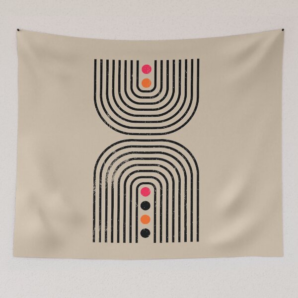Item preview, Mid Century Modern Recycled Paper Arch Art No. 004-Orange-Pink by Bossy Cat Home designed and sold by BossyCatHome.